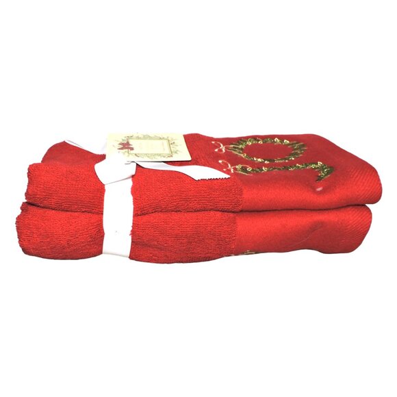Ridgefield Home Holiday Collection Set Of 2 Hand Towels Christmas Theme New - Picture 3 of 4